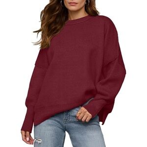 PHILOSOPHY | Maroon Viscose Blend Knit Dolman Sleeve Sweater